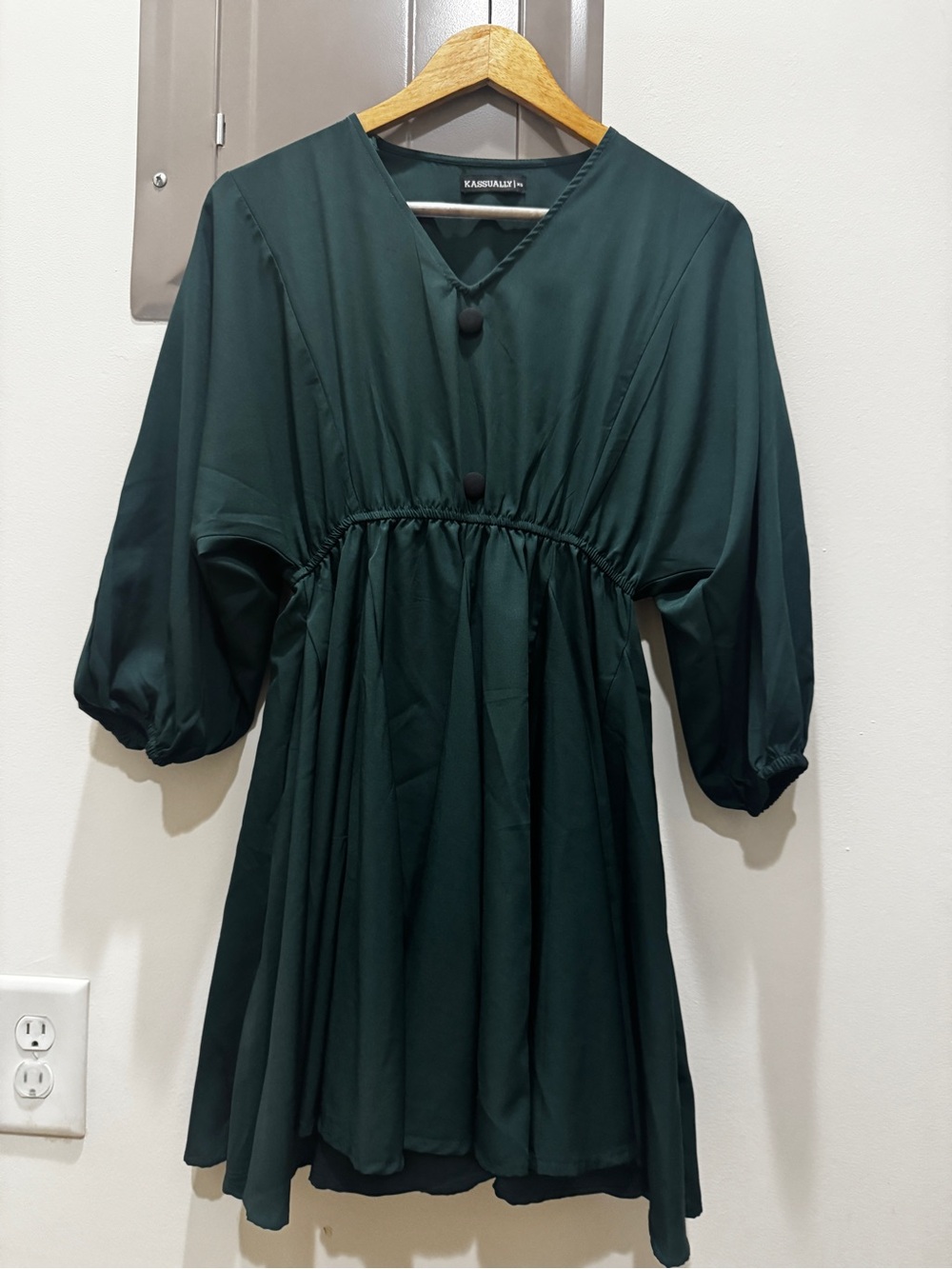 Forest Green Casual Smock Dress